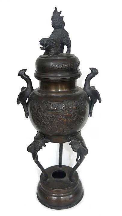 японская бронзовая курильница, эпоха Эдо