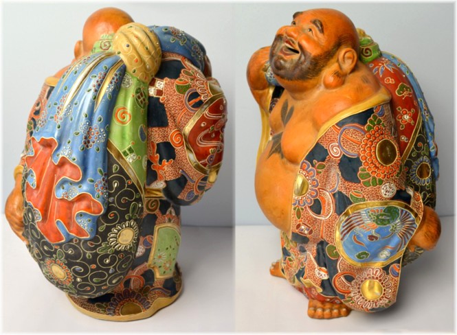 ХОТЭЙ с мешком богатства за спиной, японская фарфоровая статуэтка, 1900-е гг.