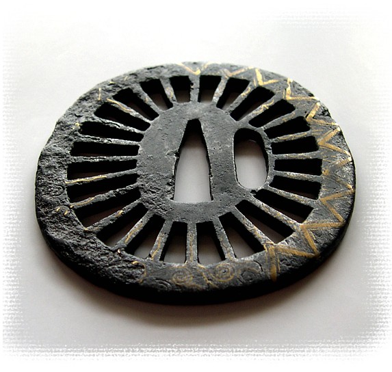 антикварная цуба в технике овари-зоган для японского меча