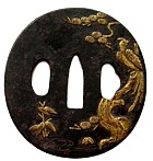 цуба - гарда самурайского меча с изображением птицы Хоо