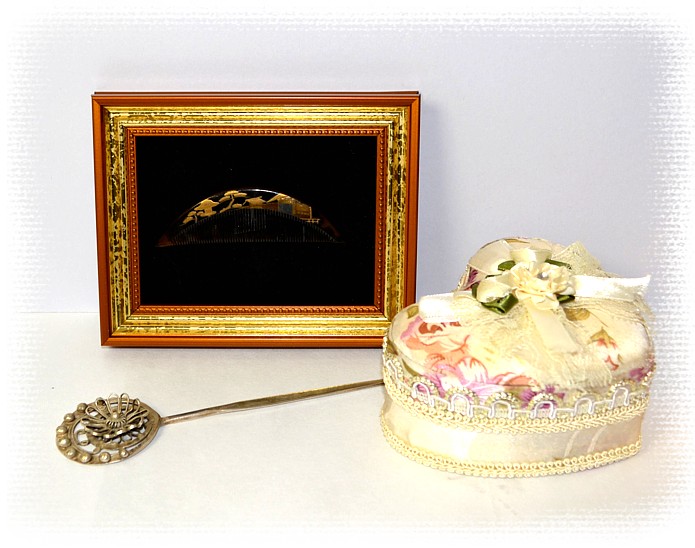 японский антикварный черепаховый гребень для украшения традиционной прически и серебрянная шпилька-заколка