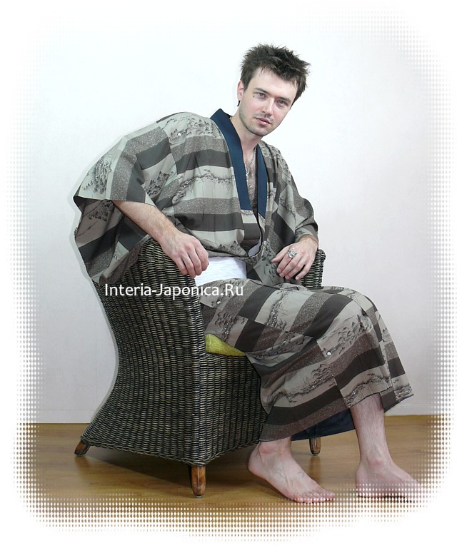 традиционное мужское кимоно, 1940-50-е гг,