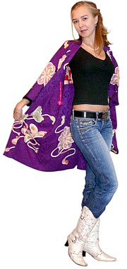 японское женское шелковое  хаори (жакет), винтаж