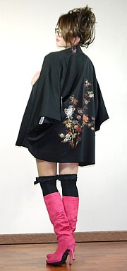 японское женское шелковое  хаори (жакет), винтаж