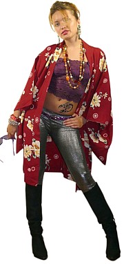 японский женский жакет хаори из шелка