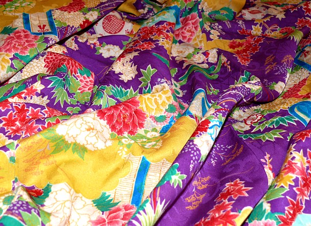антикварное японское кимоно, шелк