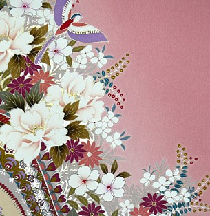 рисунок ткани шелкового японского кимоно